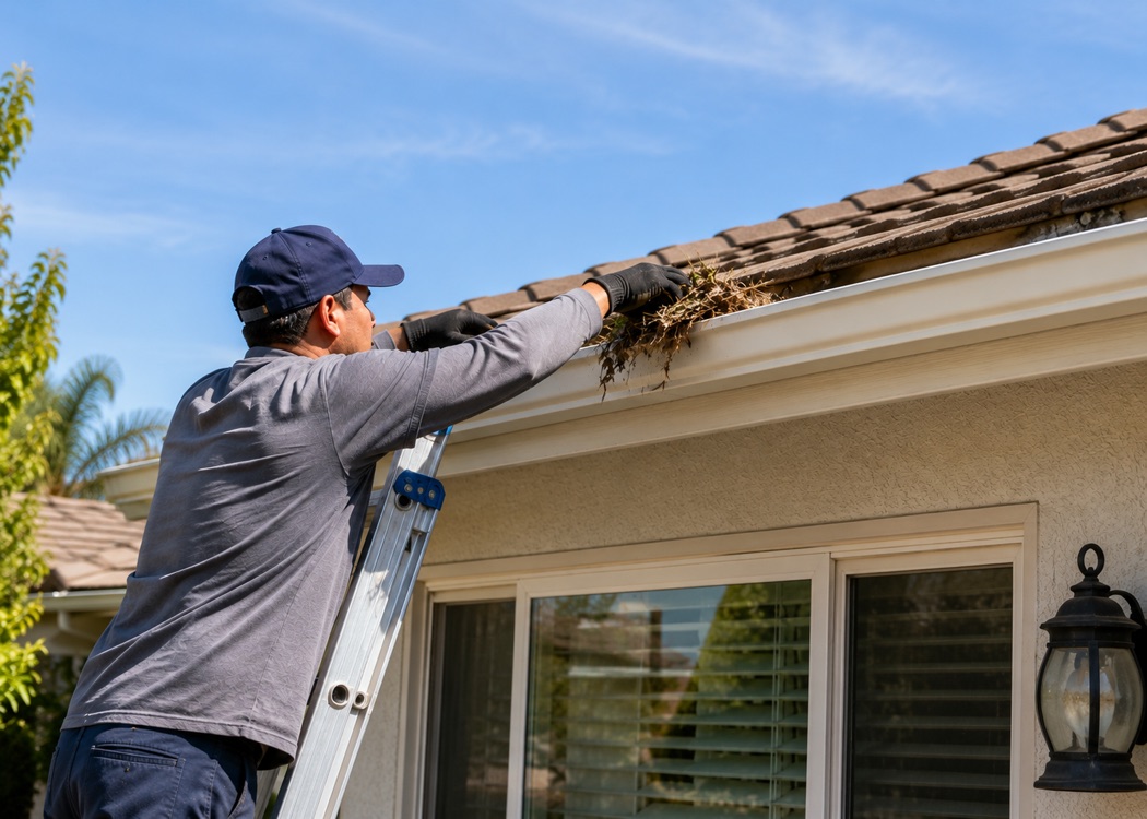 Clean, debris-free gutter after professional cleaning in Tracy, CA