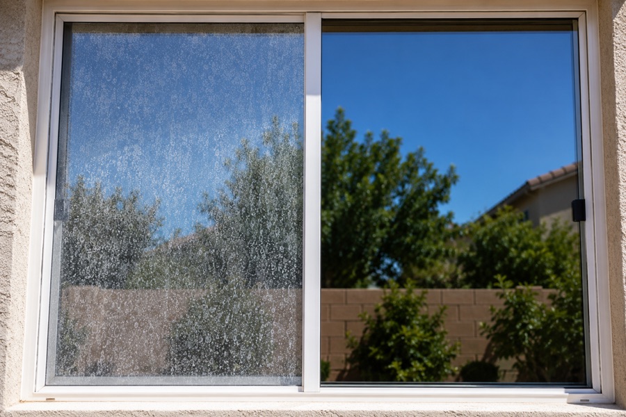 Hard water stain removal on window glass
